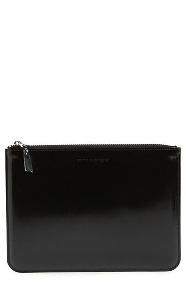 Men's Comme Des Garcons Large Top Zip Leather Pouch - Metallic