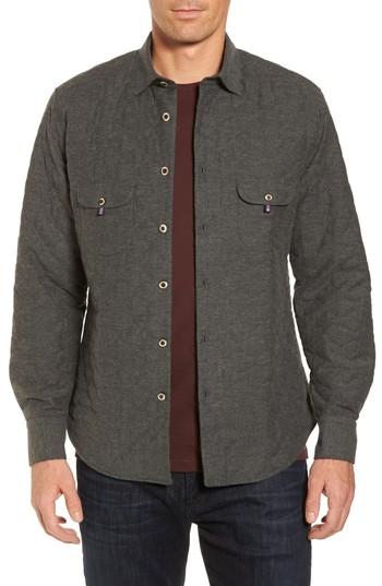 Men's Stone Rose Slim Fit Quilted Shirt Jacket (m) - Grey
