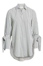 Women's Bishop + Young Stripe Tie Sleeve Blouse - Black