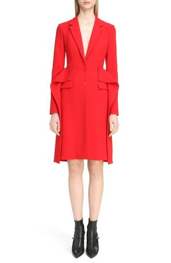 Women's Givenchy Wool Crepe Cutaway Ruffle Coat