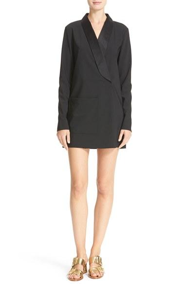 Women's Tibi Satin Lapel Tuxedo Dress