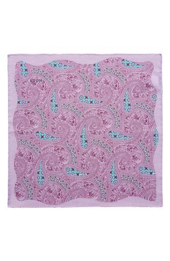 Men's Eton Paisley Cotton Pocket Square, Size - Purple