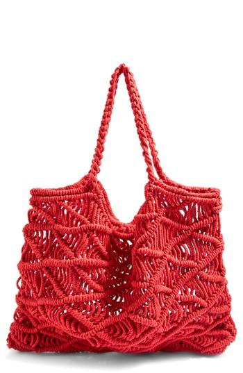 Topshop Macrame Tote Bag - Red