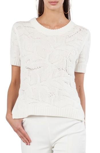 Women's Akris Punto Chunky Leaf Jacquard Sweater - White