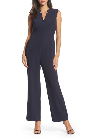 Women's Tahari Crepe Jumpsuit - Blue