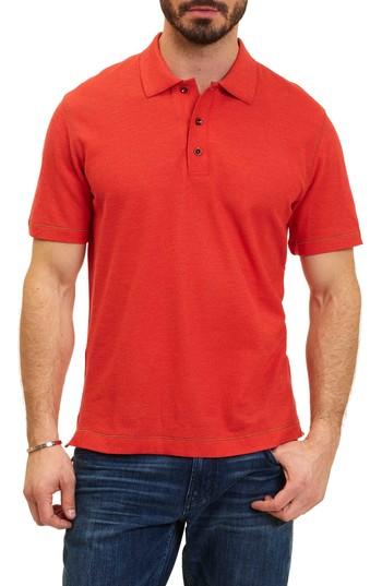 Men's Robert Graham Messenger Pique Polo, Size - Orange