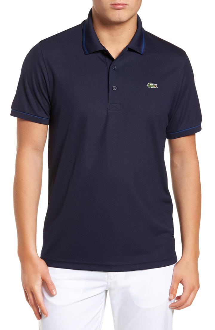 Men's Lacoste Sport Piped Pique Tech Polo (xxl) - Blue