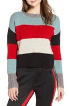 Women's Pam & Gela Stripe Crop Sweater - Black