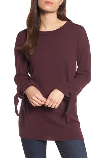 Women's Trouve Tie Sleeve Sweater - Burgundy