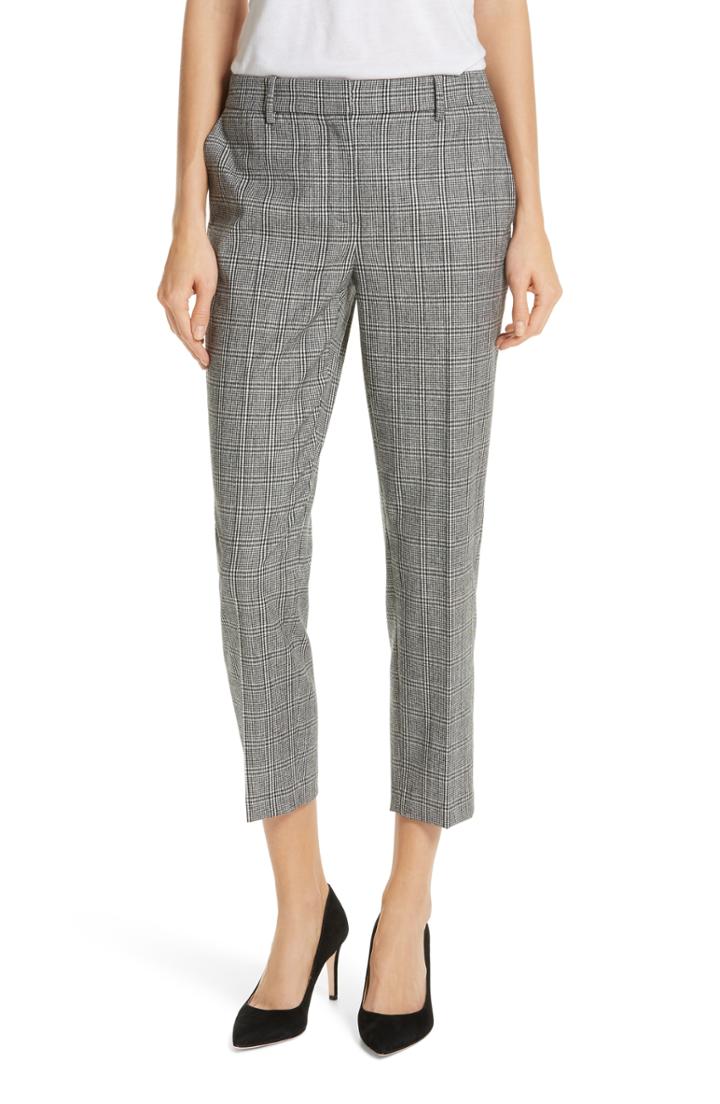 Women's Nordstrom Signature Check Crop Pants - Black