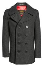 Men's Schott Nyc Slim Fit Melton Wool Blend Peacoat