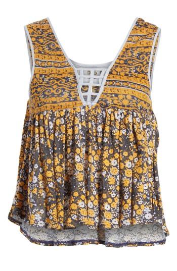 Women's Free People Lucky Coin Linen Blend Tank - Blue