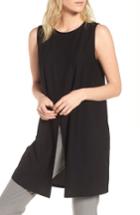 Women's Eileen Fisher Slit Front Jersey Tunic, Size - Black