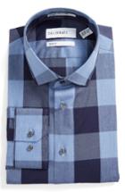 Men's Calibrate Trim Fit Non-iron Stretch Check Dress Shirt .5 32/33 - Blue