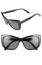 Women's Tom Ford 'stacy' 57mm Sunglasses - Shiny Black/ Gradient Roviex
