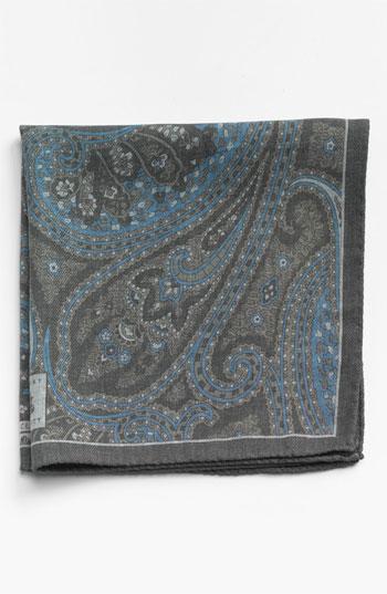 Robert Talbott Paisley Pocket Square Black/