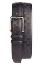 Men's Mezlan Check Leather Belt - Black