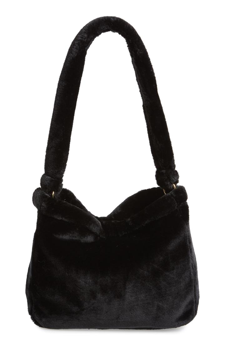 Area Stars Arabelle Faux Fur Hobo Bag - Black