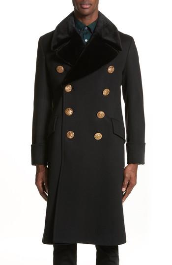Men's Burberry Hurstwood Genuine Mink Fur Trim Coat - Black