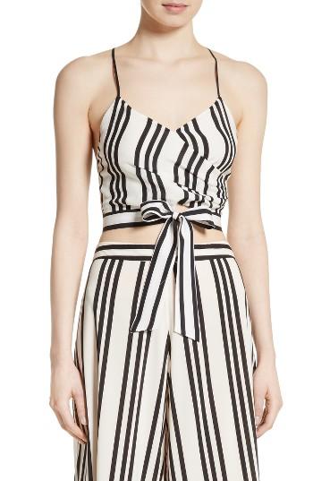 Women's Alice + Olivia Rayna Tie Front Crossover Crop Tank