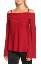 Women's Lewit Off The Shoulder Stretch Silk Top - Red