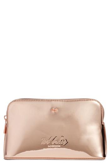Ted Baker London Lindsay Metallic Cosmetics Case, Size - Rose Gold