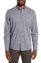 Men's Zachary Prell Chu Regular Fit Plaid Sport Shirt, Size - Grey