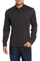 Men's Stone Rose Trim Fit Bird's Eye Sport Shirt, Size - Black