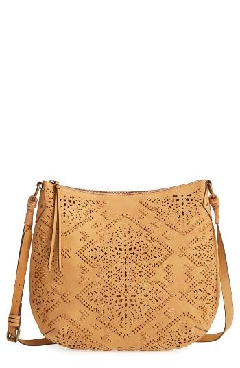 Elle & Jae Gypset Cutwork Faux Leather Crossbody Hobo - Brown