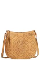 Elle & Jae Gypset Cutwork Faux Leather Crossbody Hobo - Brown
