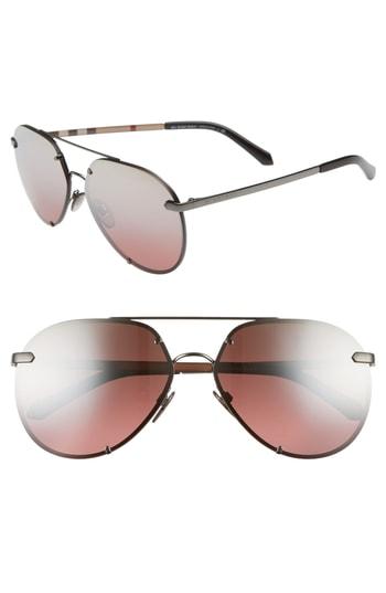 Women's Burberry Trench 61mm Aviator Sunglasses - Plum Gradient Mirror