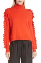 Women's Cinq A Sept Savanna Ruffle Sleeve Cashmere Sweater - Red