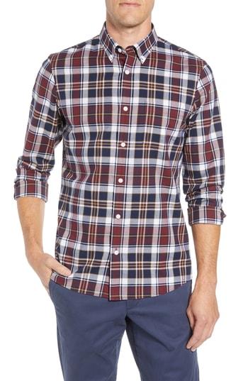 Men's 1901 Trim Fit Plaid Sport Shirt, Size - Blue