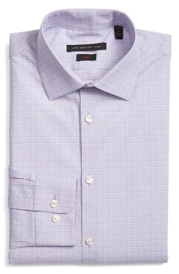 Men's John Varvatos Star Usa Trim Fit Check Stretch Dress Shirt R - Purple