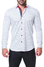 Men's Maceoo Fibonacci Geometric Trim Fit Print Sport Shirt (m) - White