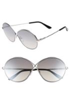 Women's Tom Ford Rania 64mm Oversize Round Sunglasses - Rhodium/ Smoke Mirror