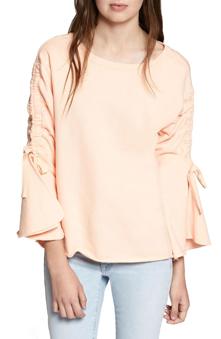 Petite Women's Sanctuary Upper West Bell Sleeve Sweatshirt P - Coral