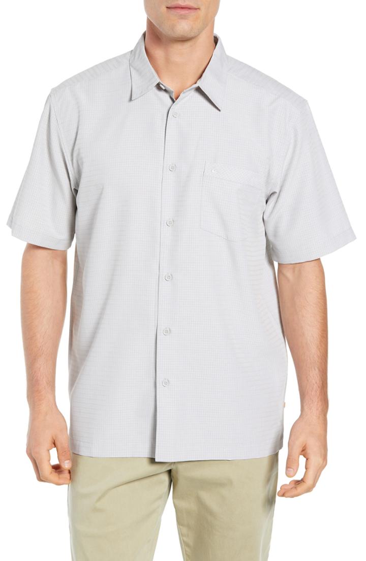 Men's Quiksilver Waterman Collection Centinela Fit Camp Shirt, Size Medium - Grey