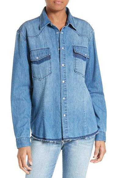 Women's Frame Frayed Denim Shirt