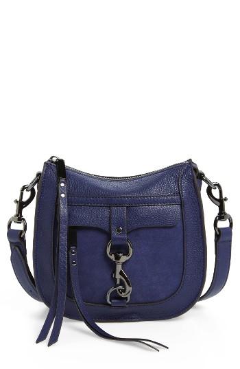 Rebecca Minkoff Dog Clip Leather & Suede Saddle Bag - Blue
