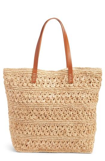 Nordstrom Packable Raffia Crochet Tote - Beige
