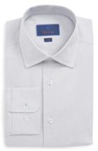 Men's David Donahue Trim Fit Check Dress Shirt - 34/35 - Brown
