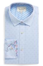 Men's Ted Baker London Racking Trim Fit Dot Dress Shirt 34/35 - Blue