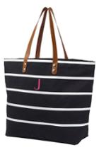 Cathy's Concepts Monogram Large Canvas Tote - Black