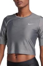 Women's Nike Gem Slim Crop Running Top - Grey