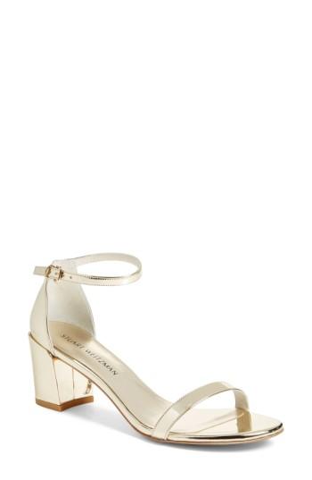 Women's Stuart Weitzman Simple Ankle Strap Sandal .5 M - Metallic