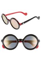 Women's Moncler 50mm Gradient Lens Round Sunglasses - Black/ Red/ Fuchsia Mirror