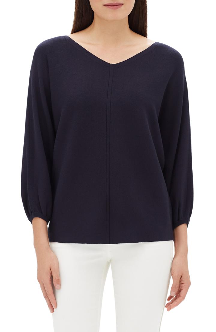 Women's Lafayette 148 New York Matte Crepe Dolman Sweater - Blue