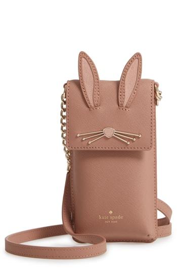 Women's Kate Spade New York Rabbit Leather Smartphone Crossbody Bag - Brown
