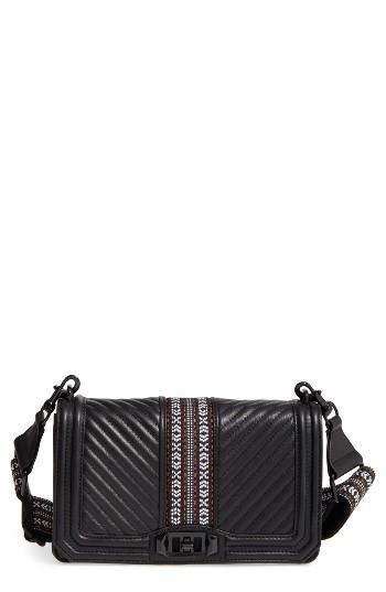 Rebecca Minkoff Jacquard Love Leather Crossbody Bag With Guitar Strap -